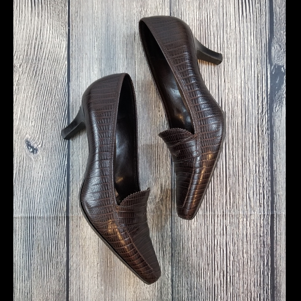 Etienne Aigner Labelle Snake Leather Heels